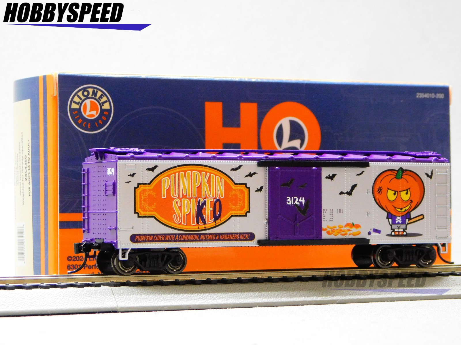 LIONEL HO SCALE HALLOWEEN REEFER 3124 pumpkin freight train railroad 2454350 NEW