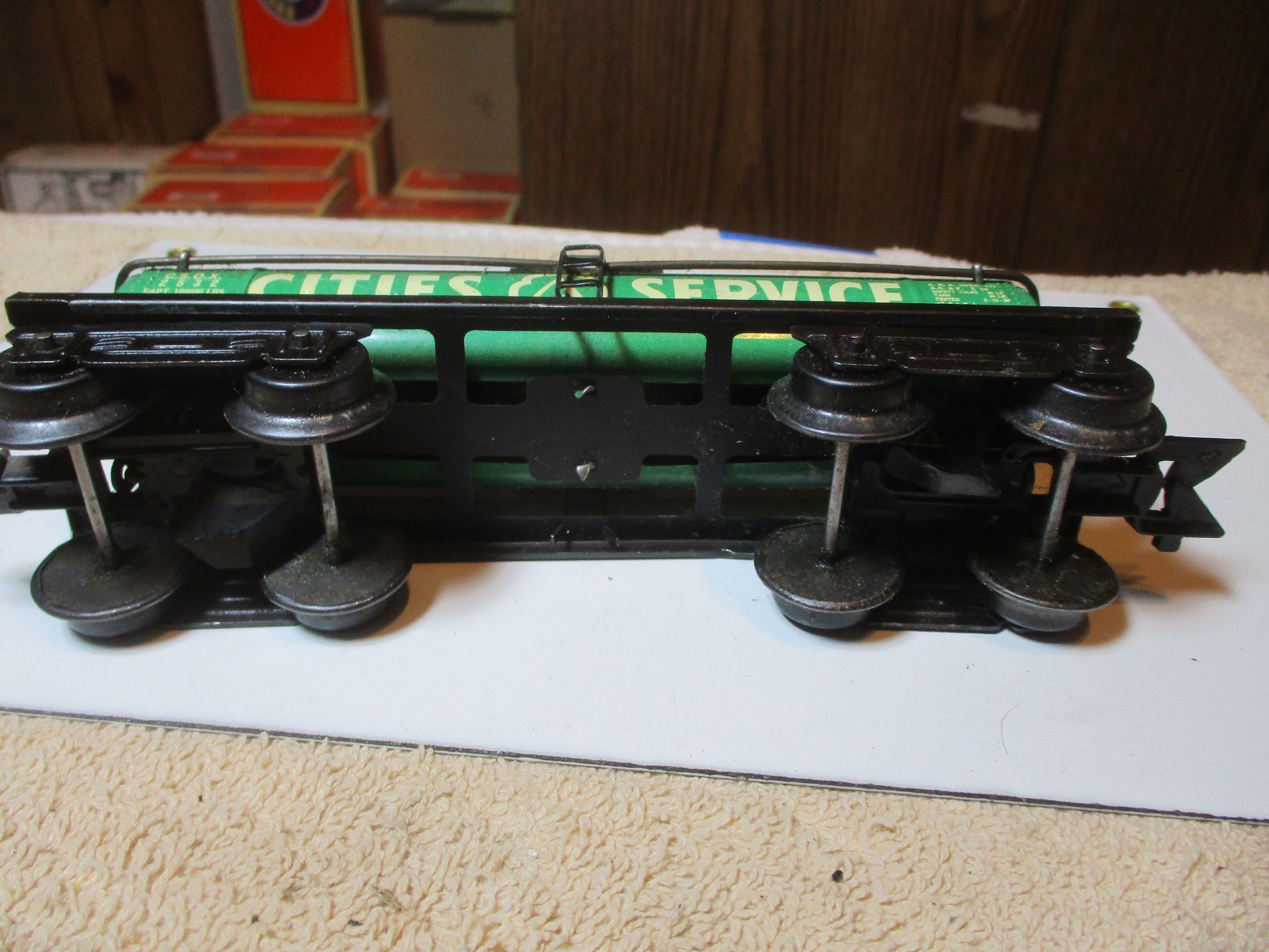 Marx 2532 Cities Service Single Dome Tank Car Green Litho Scale O gauge