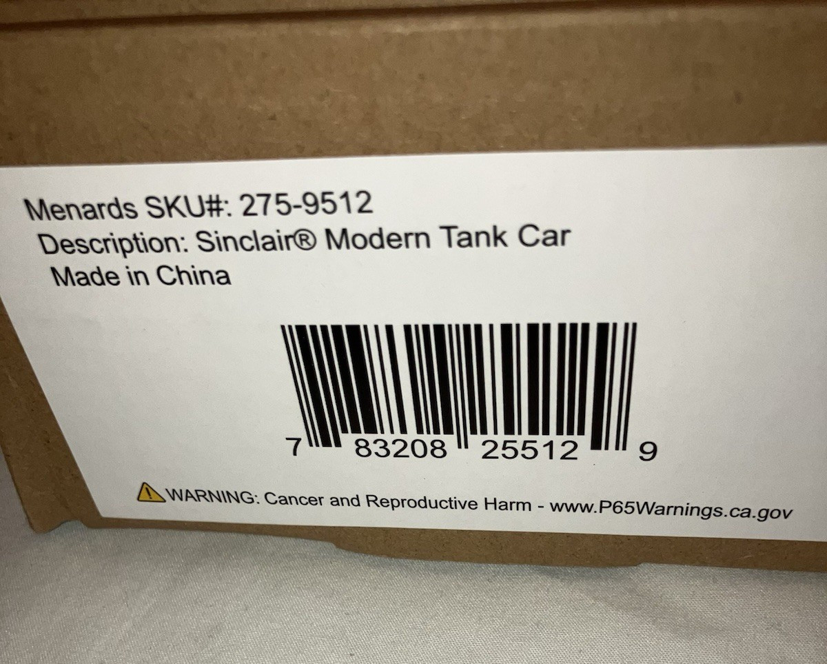 Menards 275-9512 Sinclair Modern 4440 Tank Train Car O027 MIB New Factory Sealed