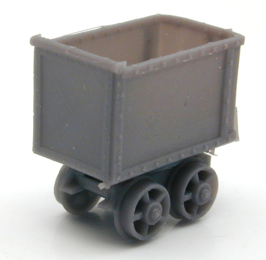 MINING CART (PUSH TYPE) HO Scale 1/87 Quantity 6 Gray color Resin print.