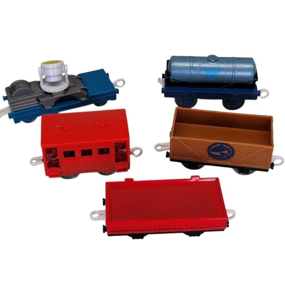 Thomas & Friends TrackMaster Train Cargo Car Lot 5pc Red Blue Brown Searchlight