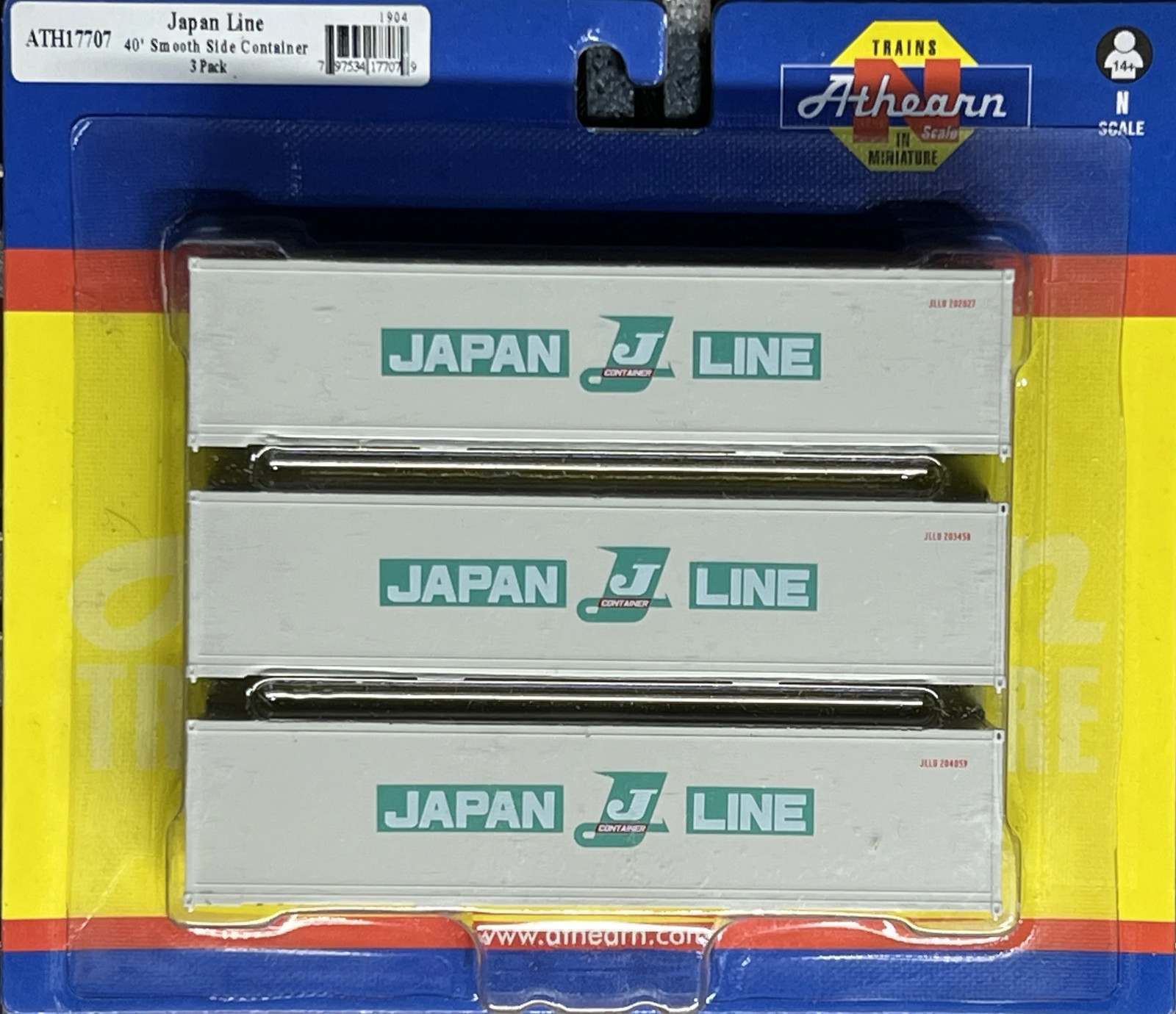 N Scale – Athearn 17707 JAPAN LINE 40′ Smooth Side Container (3-Pack) N11942