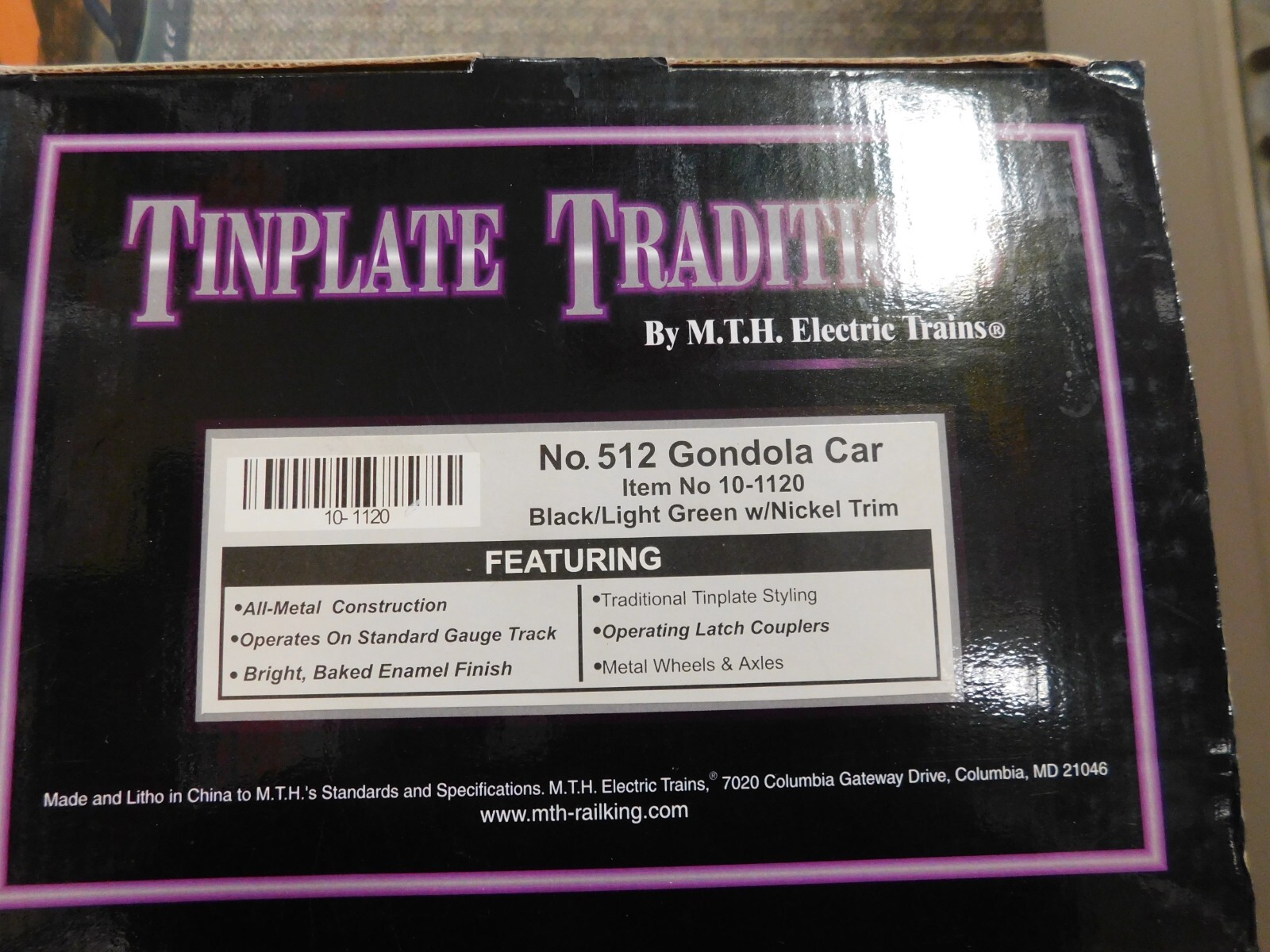 MTH Standard Tinplate 512 Light Green Gondola with Wood Barrels 10-1120 *ST