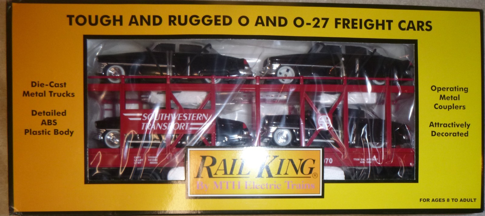 MTH TTOS 30-7659 Railking Auto Carrier w/4 ’52 Cadillac’s 0/027 MIB
