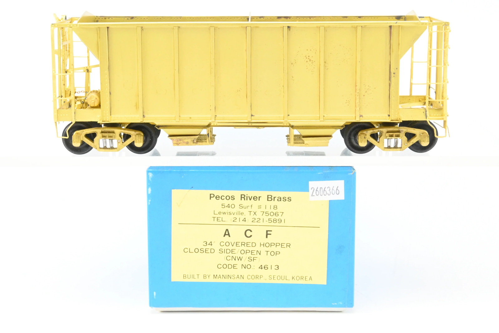O Pecos River Brass ACF 34’ Open Top Hopper Closed Sides Ballast Car