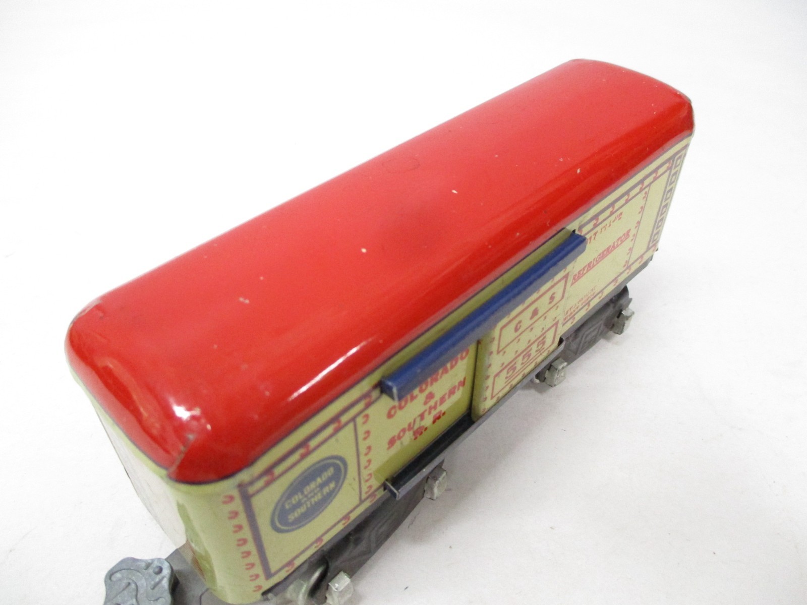 Marx 2555 C&S 817 Refrig Boxcar Red Roof 8Whl EX Prewar O gauge X8569