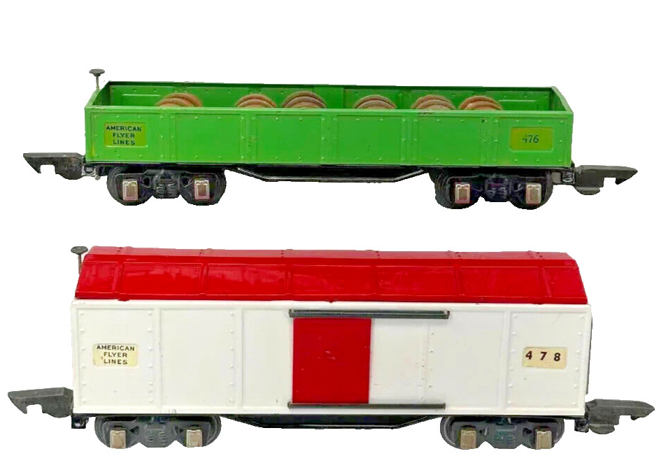 American Flyer Prewar O Gauge 476 Gondola & 478 Box Car – Vintage Train Set