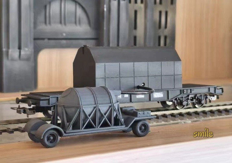 Ho Scale Train Model DRG Railway V2 Rocket Duel Transport Vehicle +Tank Truck