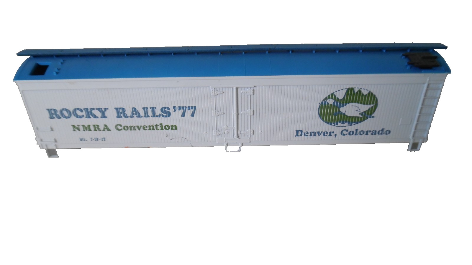 Athearn, HO Rocky Rails ’77 NMRA Convention Box Car, White, #7-19-77 Built