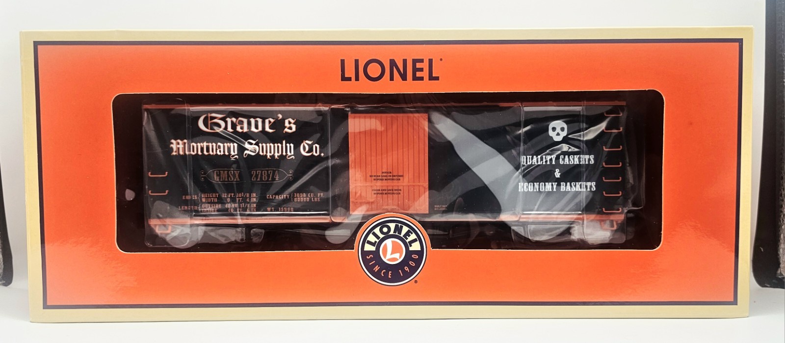 Lionel 6-27874 Grave’s Mortuary Supply Double Wood Sheathed Boxcar / NEW & RARE