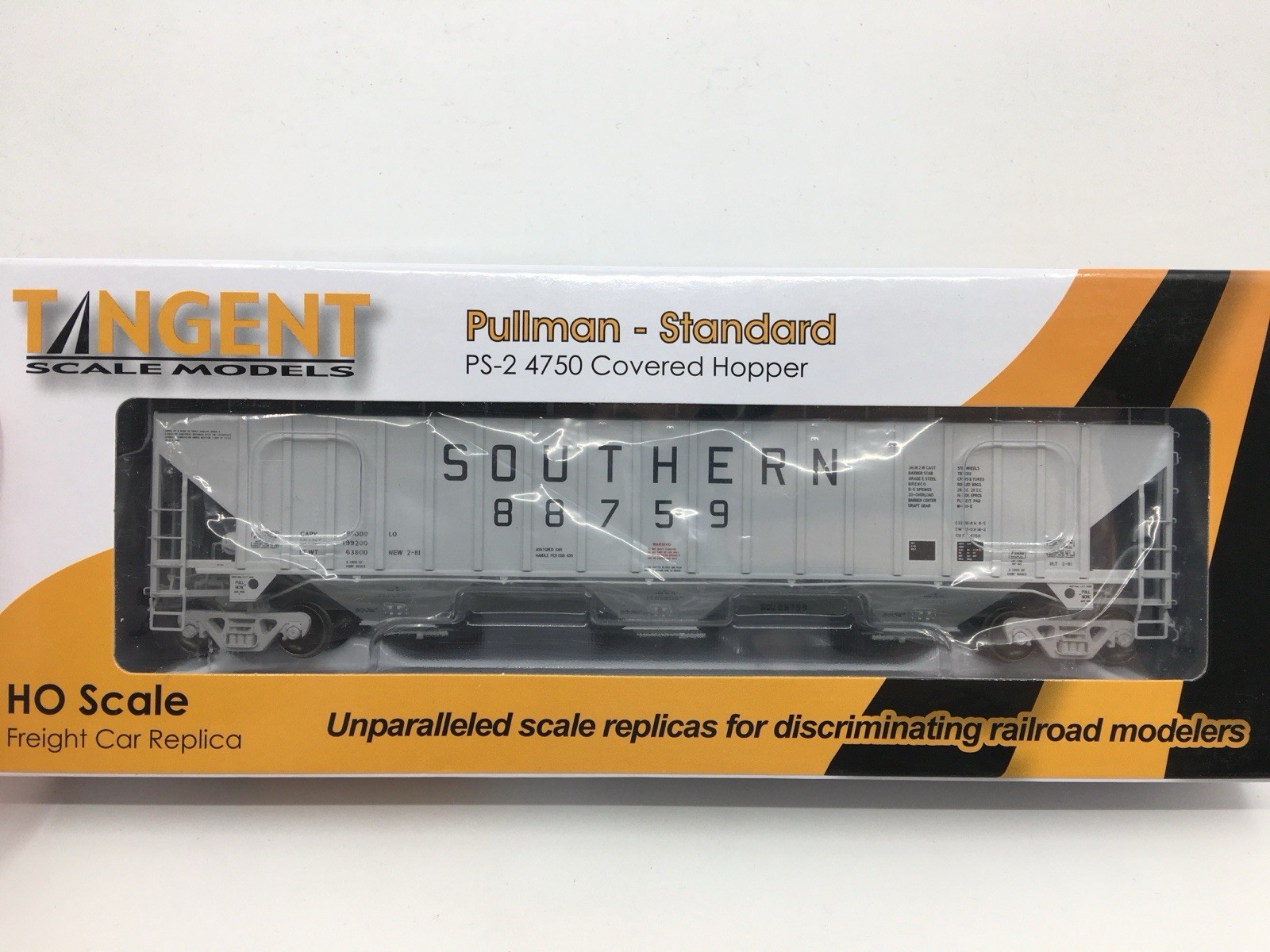 HO Tangent Southern Railway Pullman PS-2 4750 3-Bay Covered Hopper SOU #88759