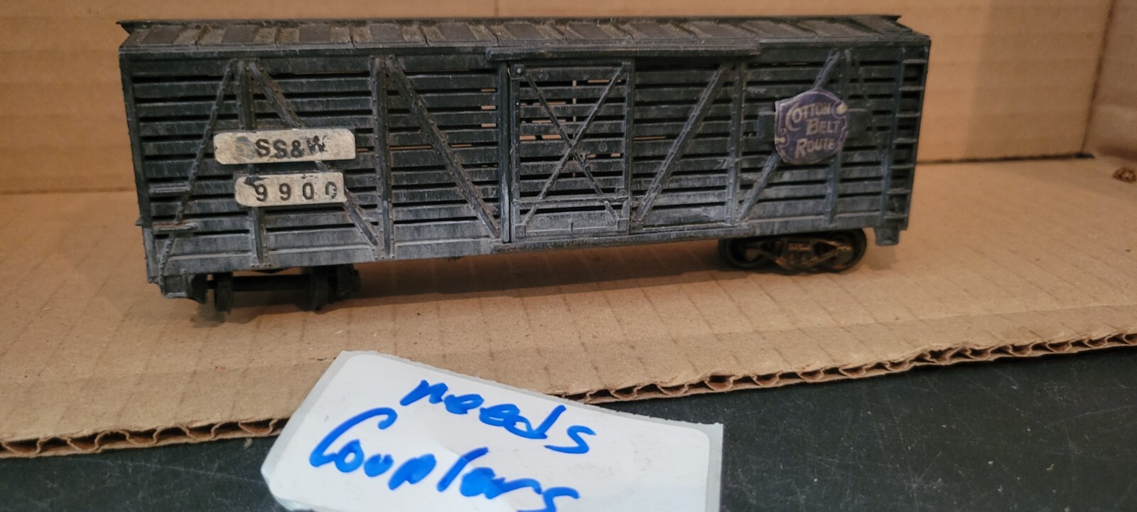 7M HO Scale Train Car SS & W 9900 LIVESTOCK CAR NEEDS COUPLER