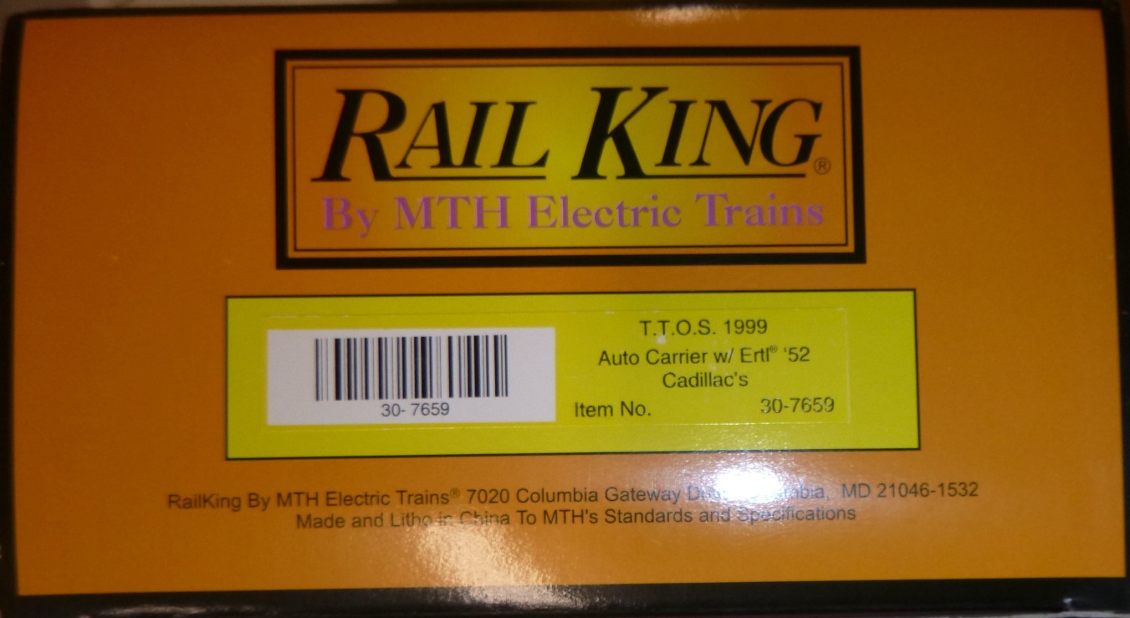 MTH TTOS 30-7659 Railking Auto Carrier w/4 ’52 Cadillac’s 0/027 MIB