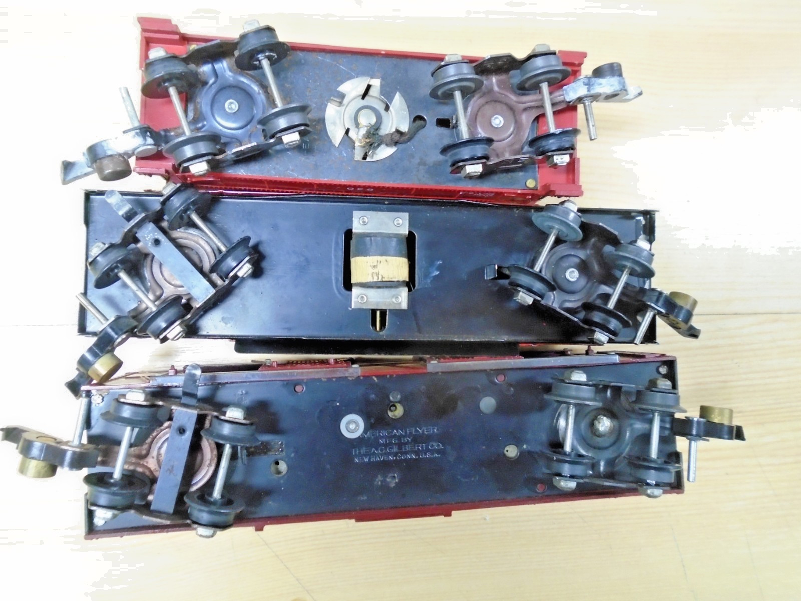 THREE American Flyer S Ga FREIGHTS-630 Cab+716 Op Dump+736 MP Stock Car Vibrates