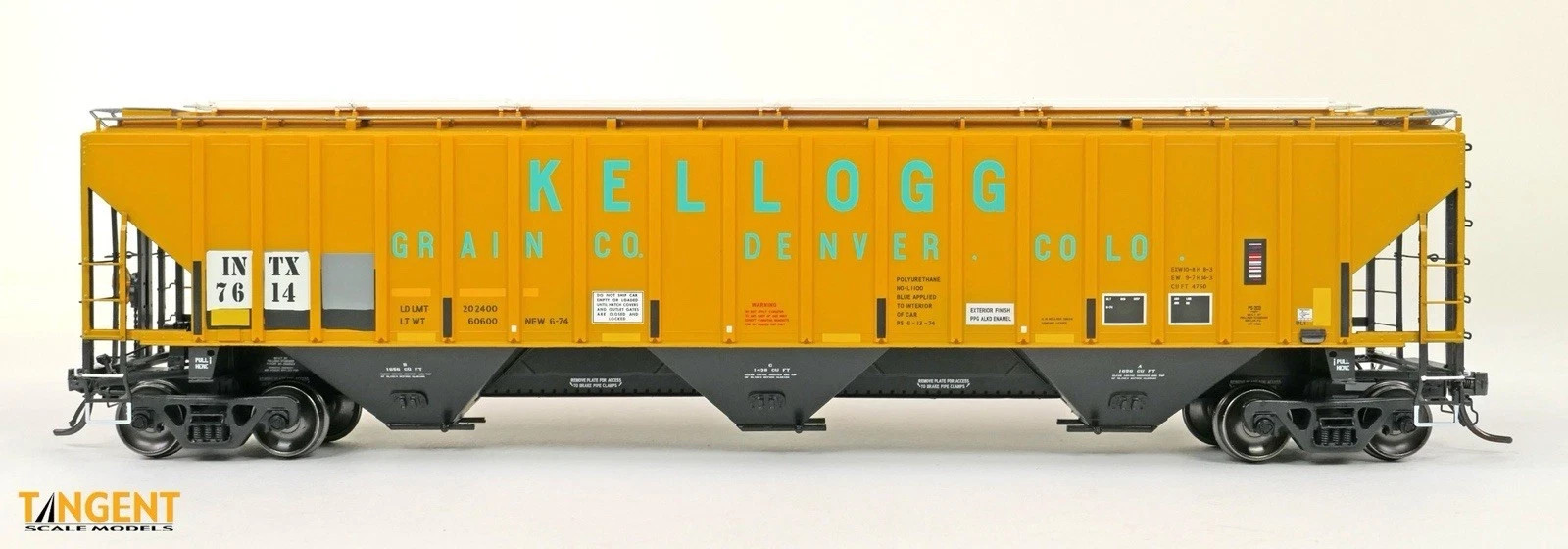 Tangent HO PS-2CD 4750 Covered Hopper INTX ex Kellogg Grain 2015+ Kadee