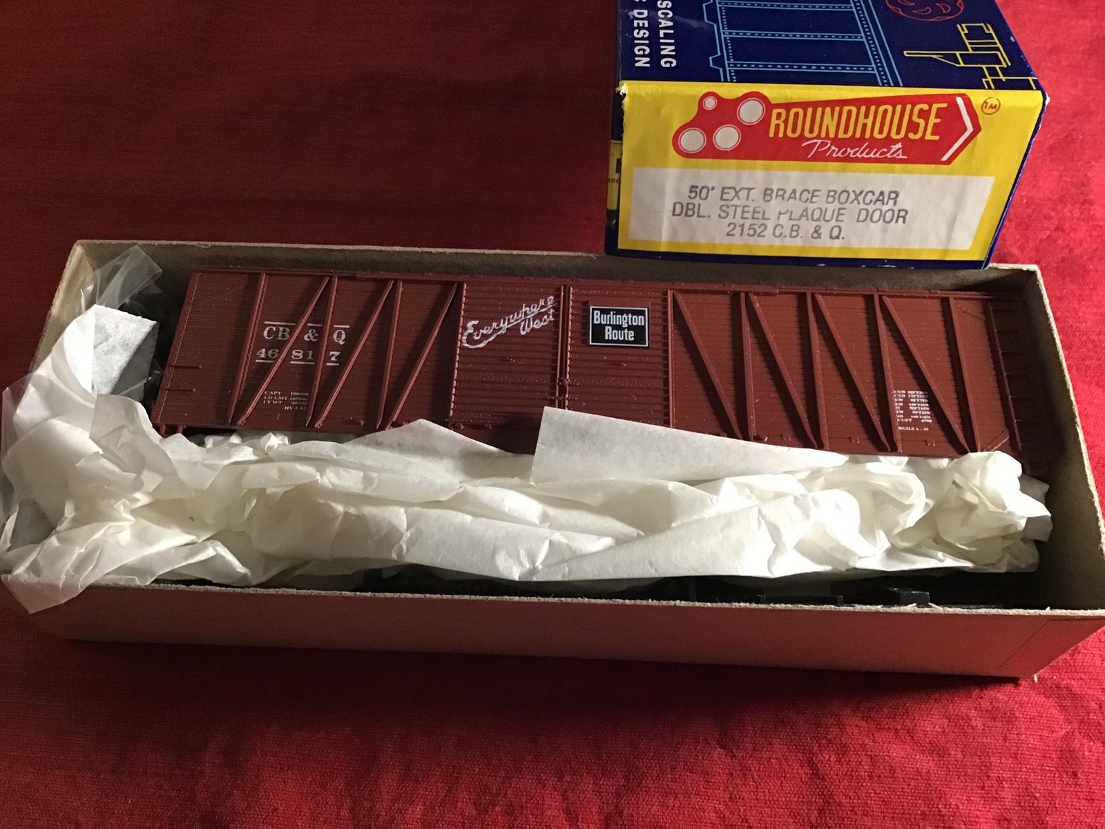 ROUNDHOUSE HO-SCALE 50’ C.B. & Q. BOXCAR KIT #2152 RD# 46817 BRAND NEW!!!