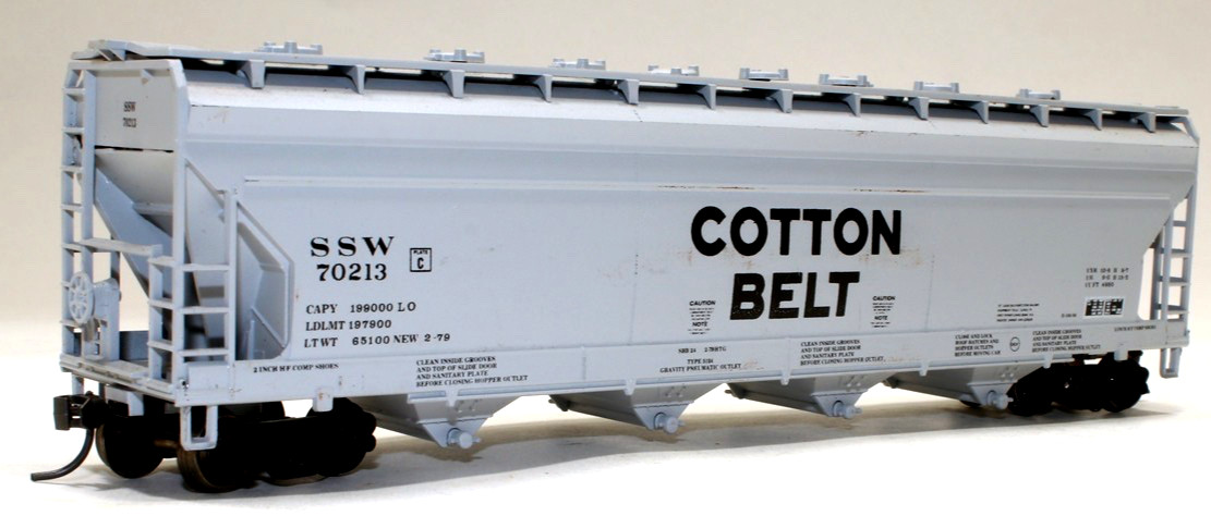 Athearn 55’Centerflow Covered Hopper Car Cotton Belt SSW 70213-HO=1/87-MW-RTR