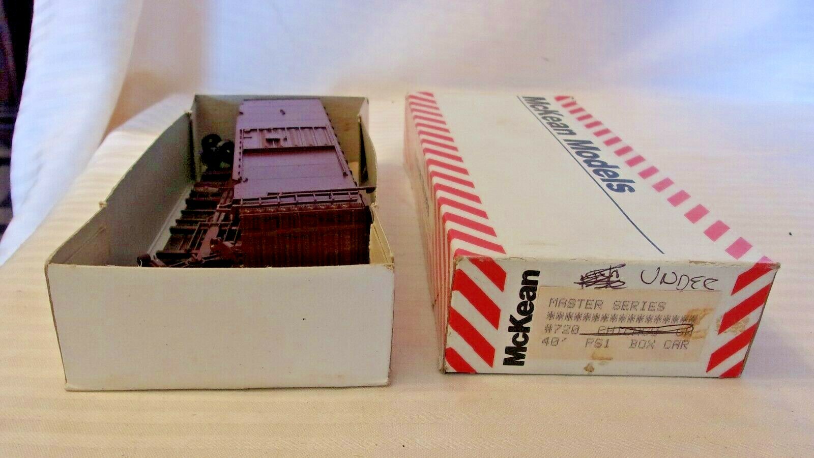 HO Scale McKean 40′ Box Car, Undecorated, Tuscan Red, Partially Built #720