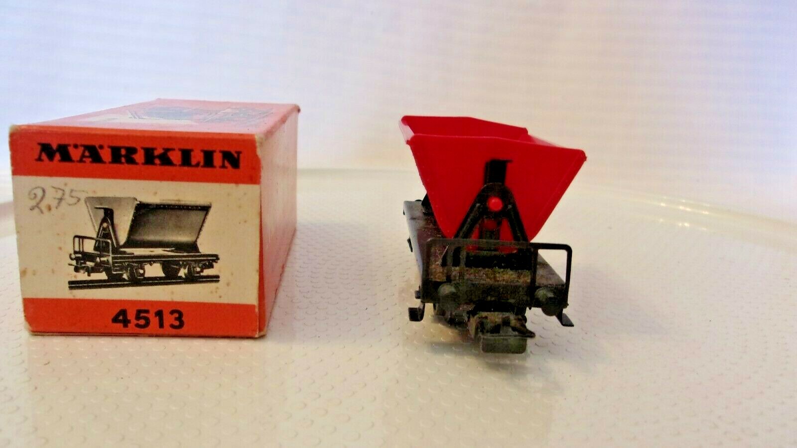 HO Scale Märklin Tipping Ore Car, Red #4513 Vintage 1953