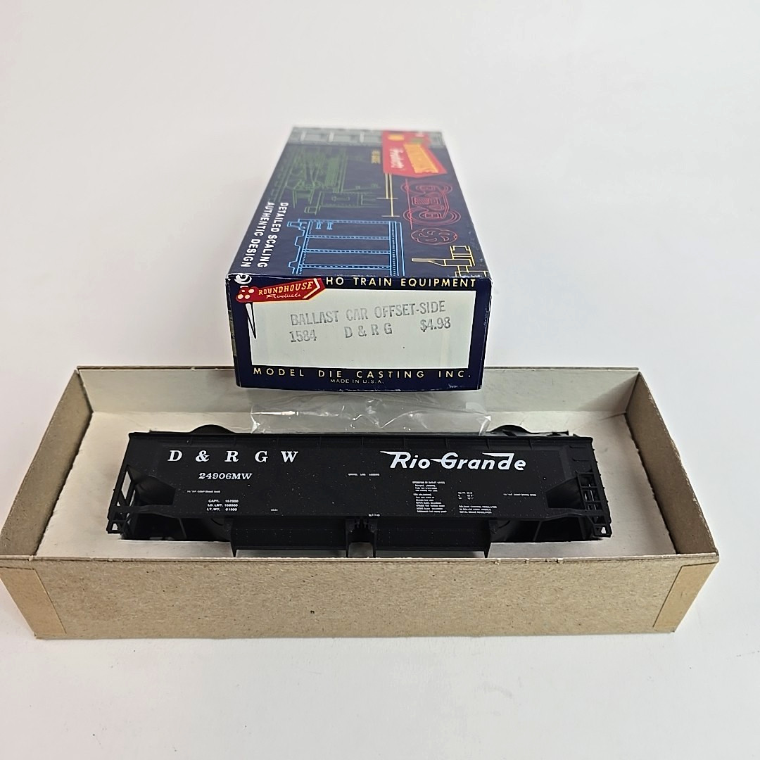 Roundhouse 1584 HO Ballast Car Offset Side Hopper Denver Rio Grande 24906 Train