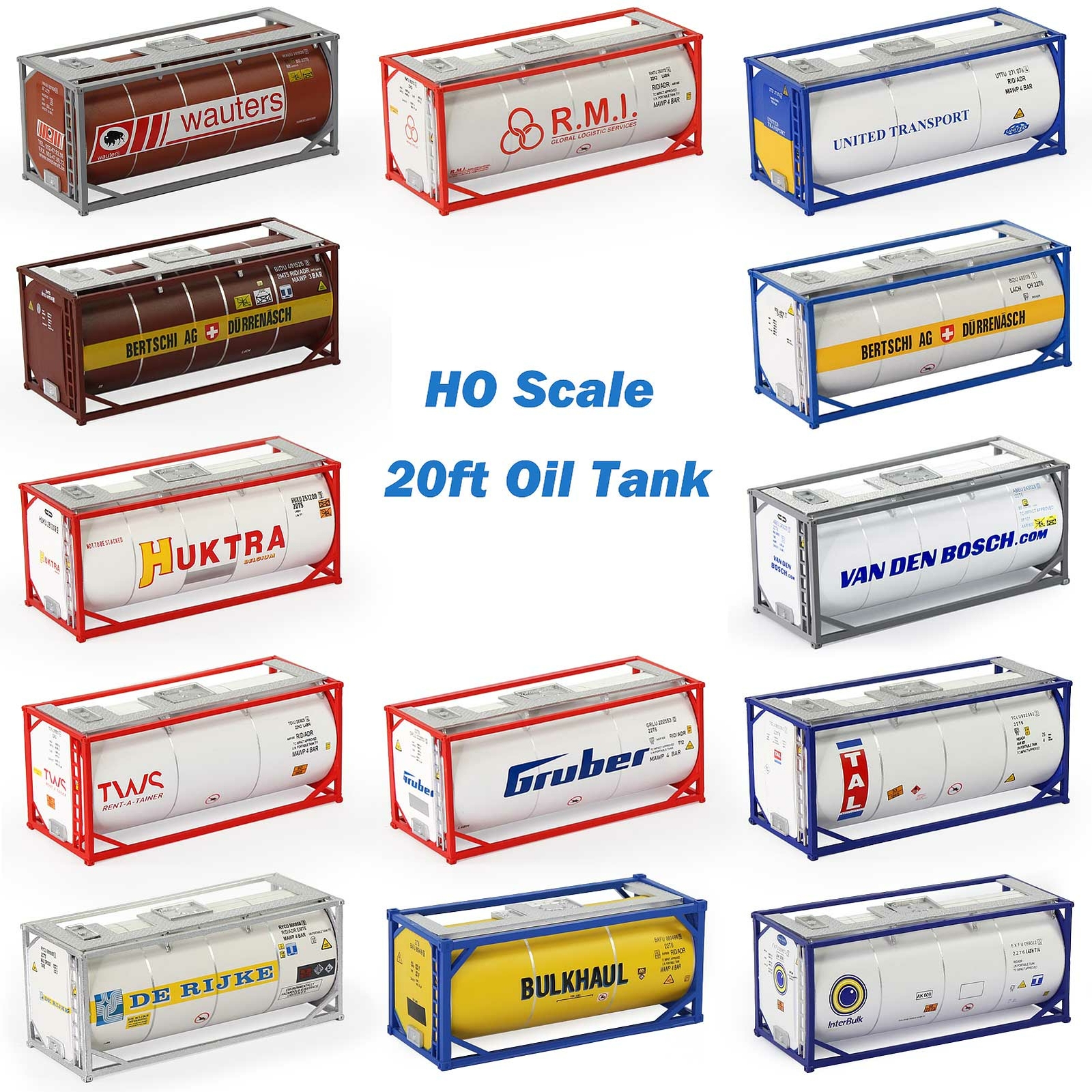 1pc HO Scale 20ft Oil Tank Container 1:87 20′ Shipping Tanktainer Model Trains