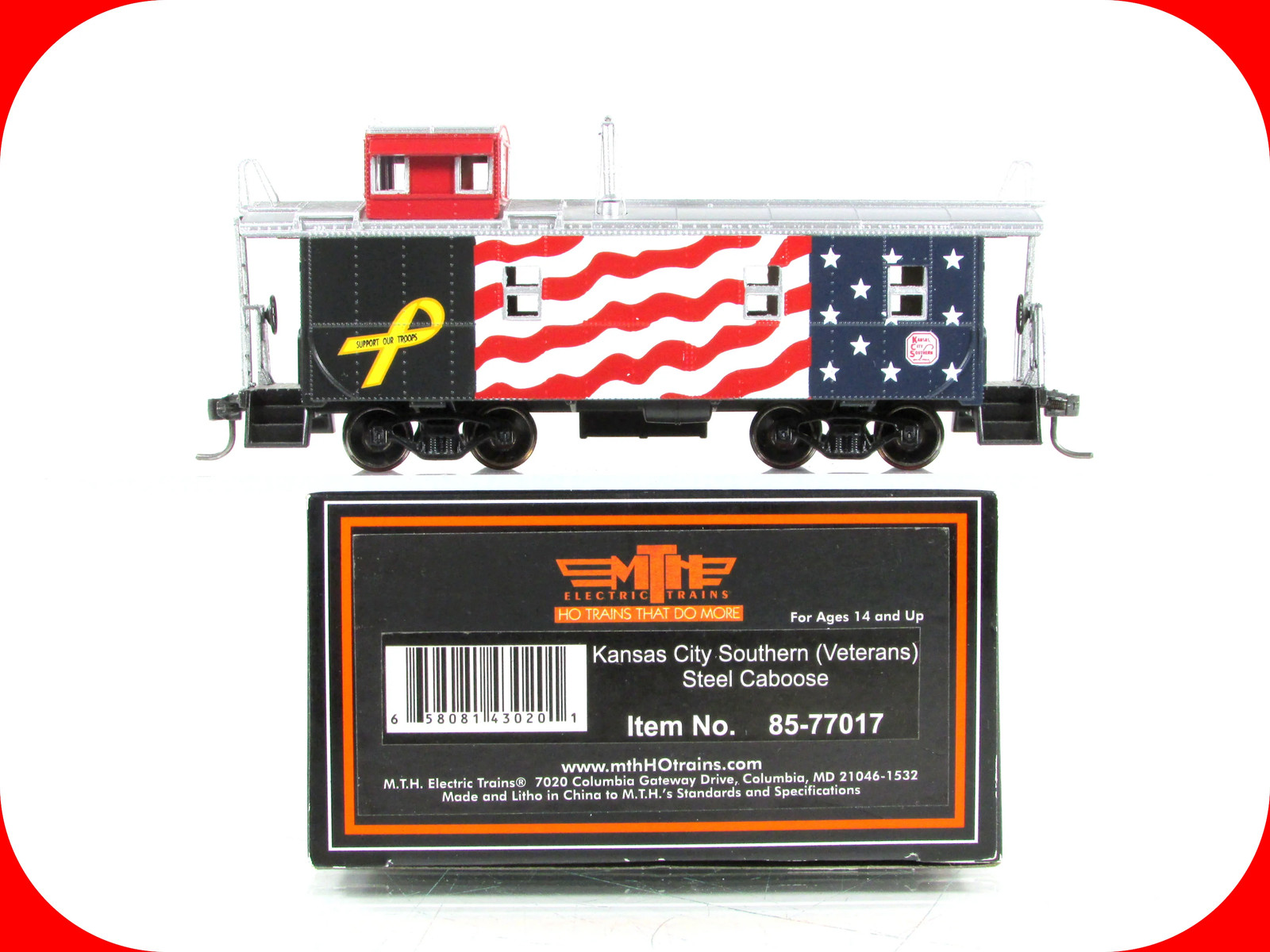 HO Scale ***KANSAS CITY SOUTHERN*** Patriotic Veterans Caboose – MTH 85-77017