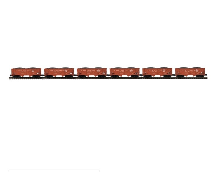 MTH 20-92344 PENNSYLVANIA 34’ Composite Hopper w/Coal Load O-Scale (6-PACK)