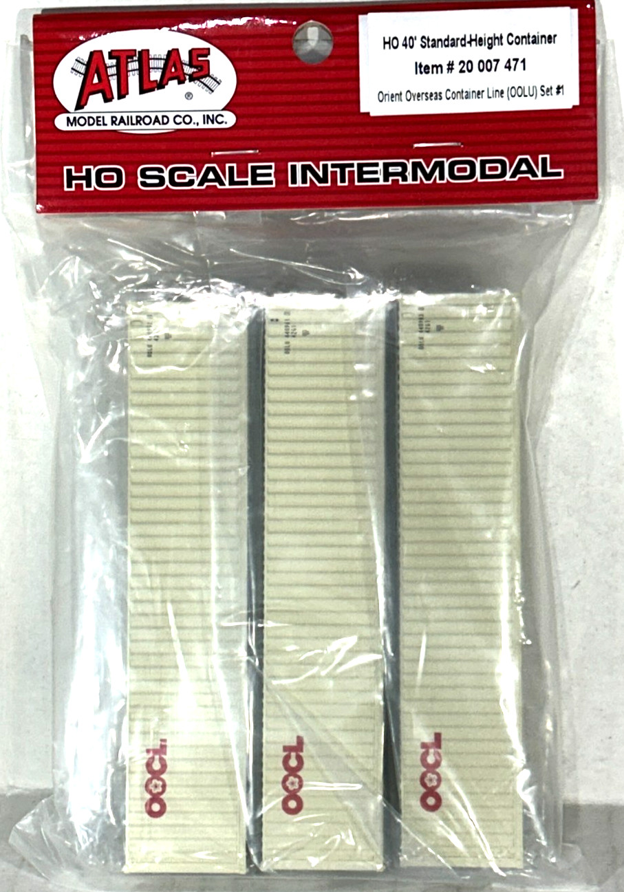 ATLAS HO SCALE 40′ CONTAINER 3- PACK ORIENT OVERSEAS LINE 20007471