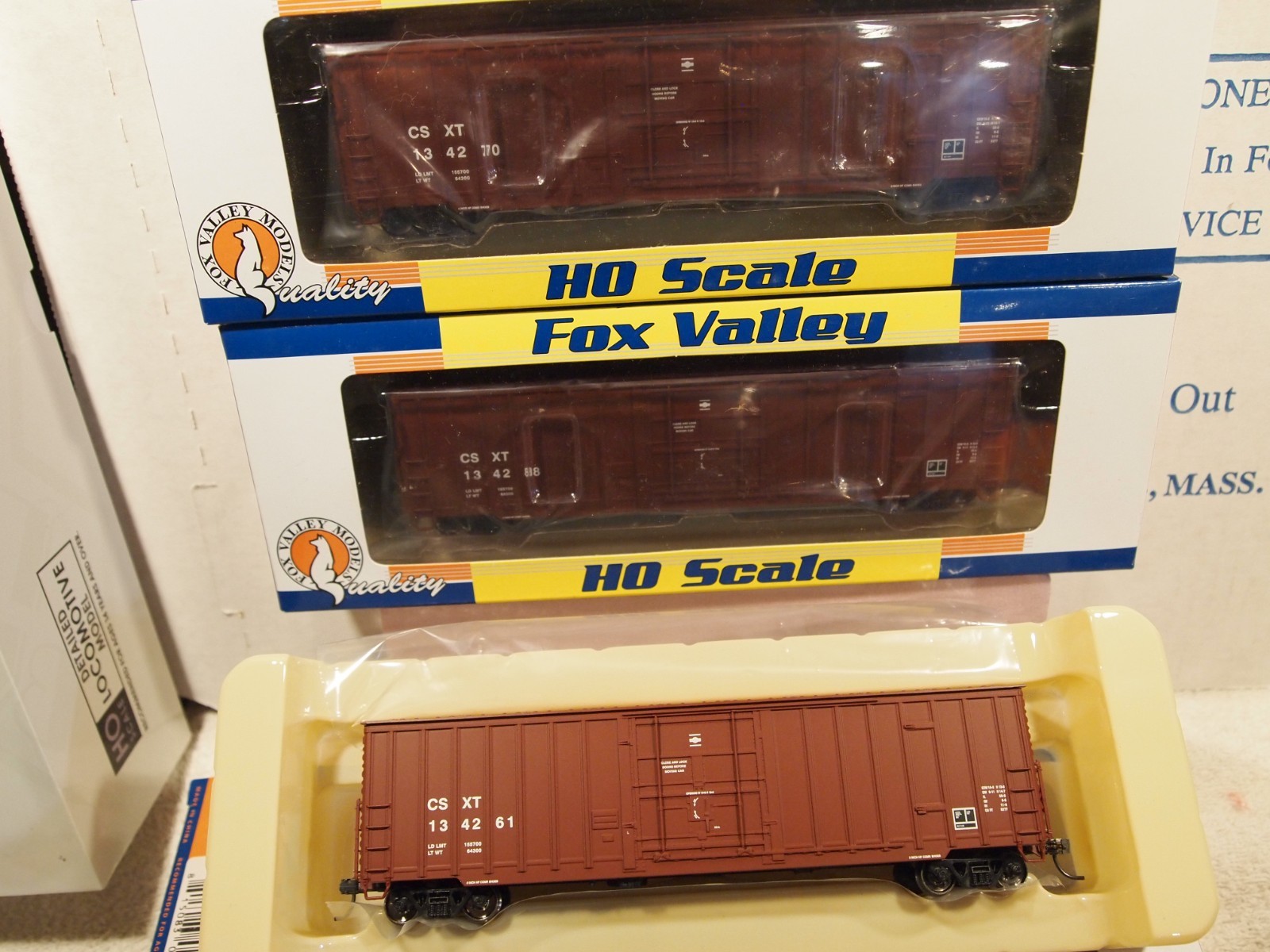 FOX VALLEY MODELS C S X 7-POST 50ft.BOX CARS, BROWN LOT 76 3 DIFFERANT No