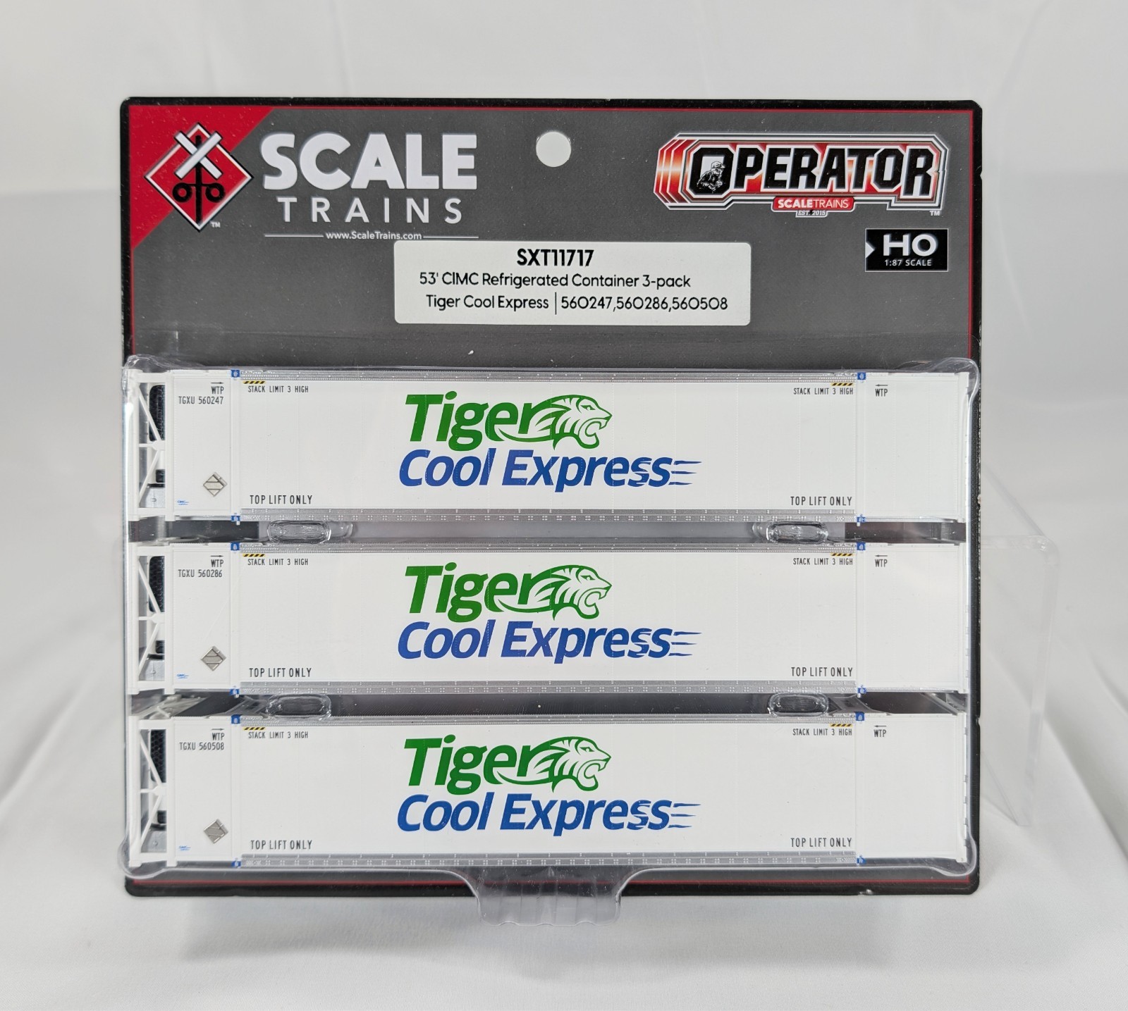 ScaleTrains HO 53′ CIMC Refrigerated Container 3pack Tiger Cool Express SXT11717