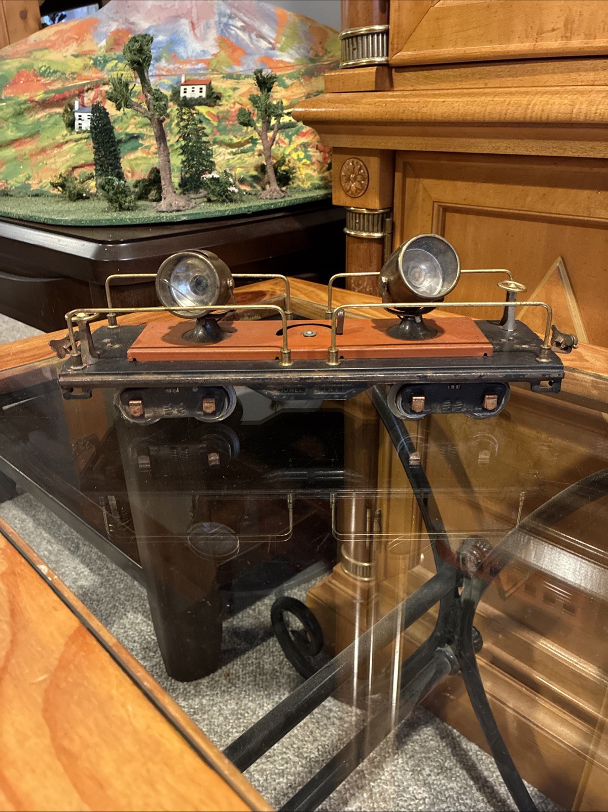 Lionel Prewar 520 Floodlight Car (Terra-cotta/Brass (For parts/Resto/Running!!!!