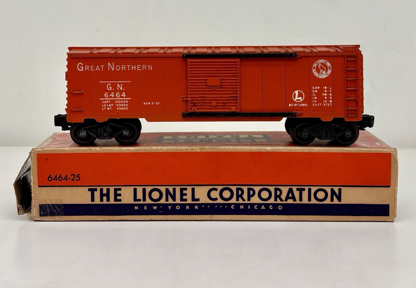 Lionel Postwar Great Northern Box Car 6464-25 w/ Original Box