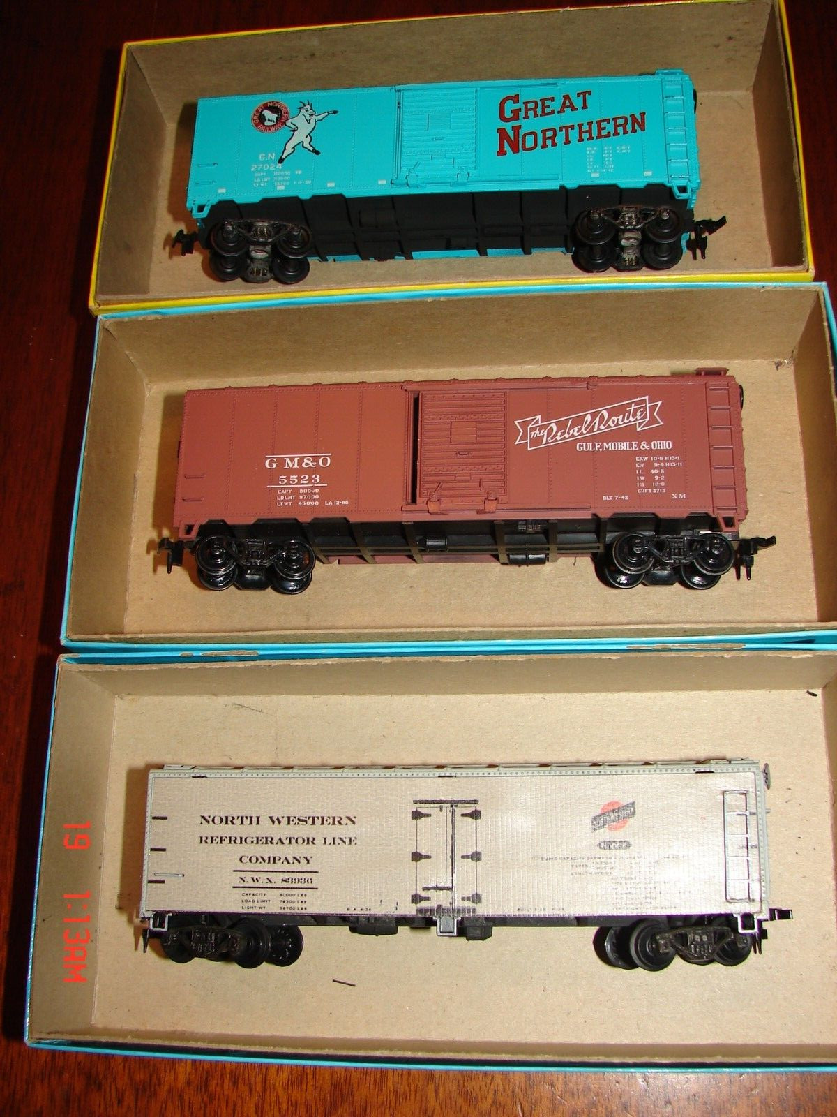 3 H O Freight Cars Great Northern Rebel Route North Western Athearn Boxes Lot 5