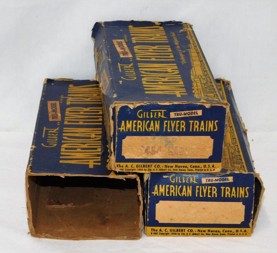 PREWAR American Flyer Freight Set THREE CARS O Gauge Link 476 478 484 BOXED Shel