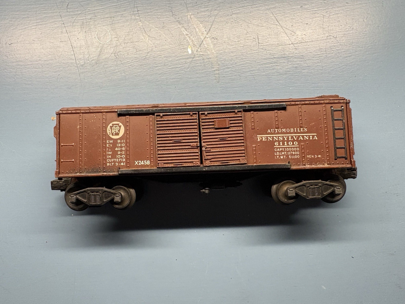 Lionel O Gauge 1:48 Pennsylvania Automobiles Box Car 61100 Brown