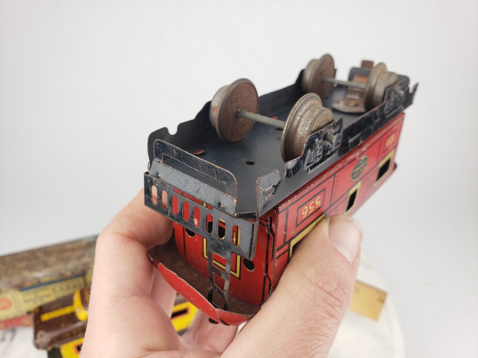 4x Vintage Tin Train Car Marx Union Pacific New York Central C & S 555 556 3824