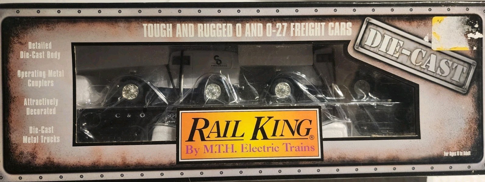 Railking By MTH O Scale Flat Car w/Ertl ’42 Panel Vans Chesapeake & Ohio #80410