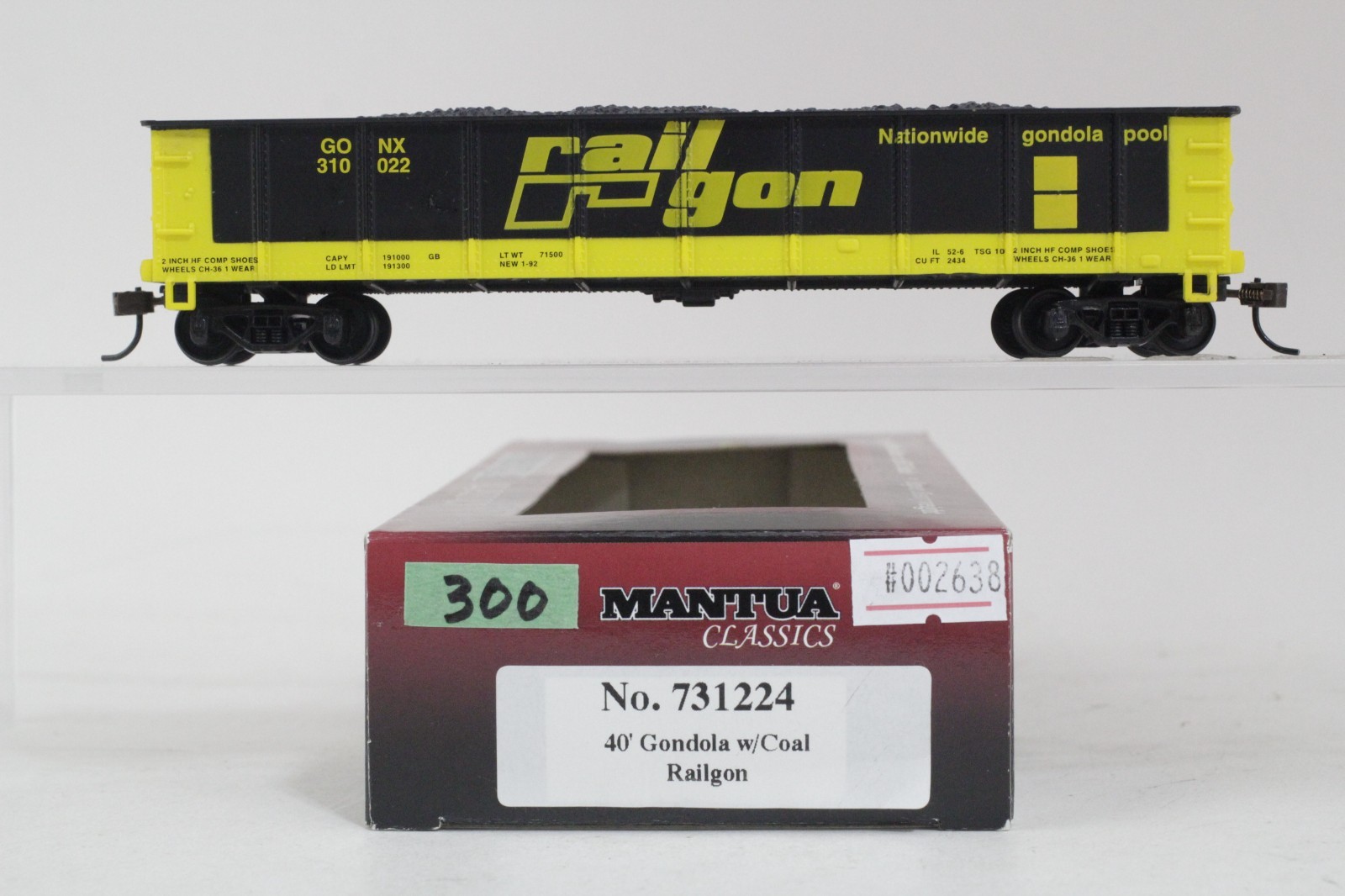 Mantua HO Scale Railgon GONX #310022 Gondola w/ Coal Load
