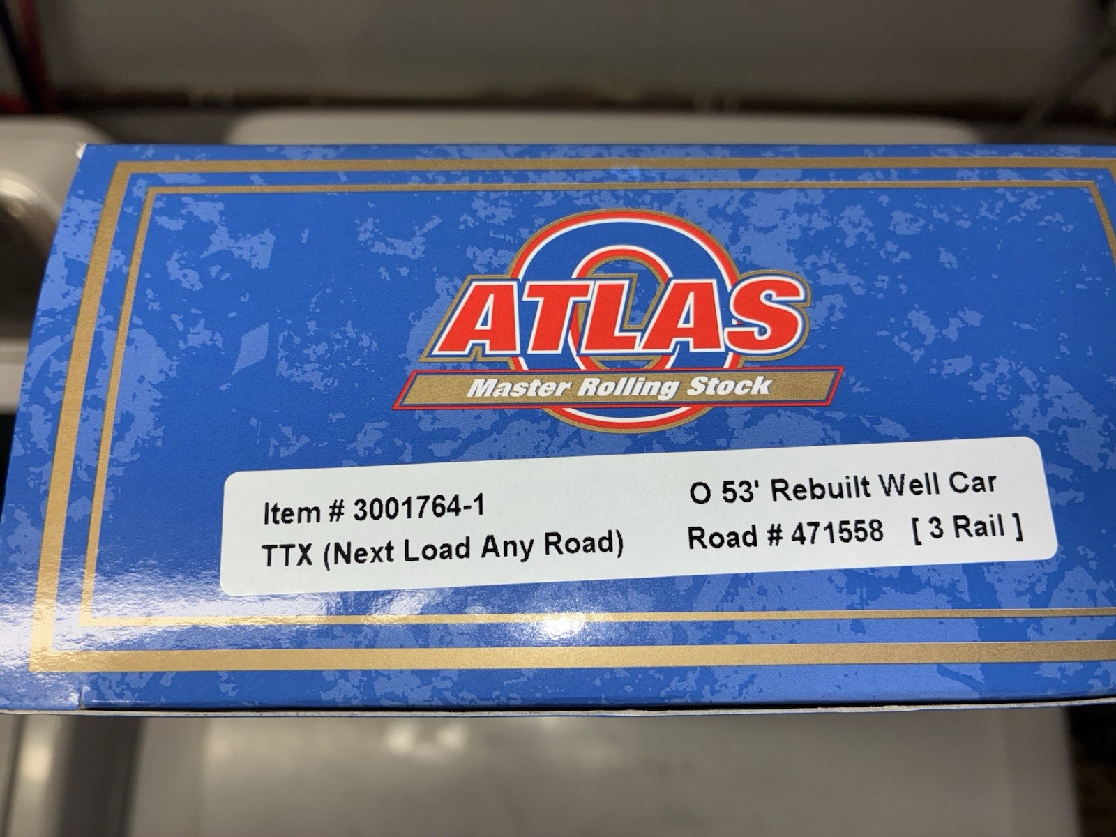ATLAS O 300 1764- 1 TTX 53′ REBUILT WELL CAR 3 RAIL O GAUGE RD # 471558