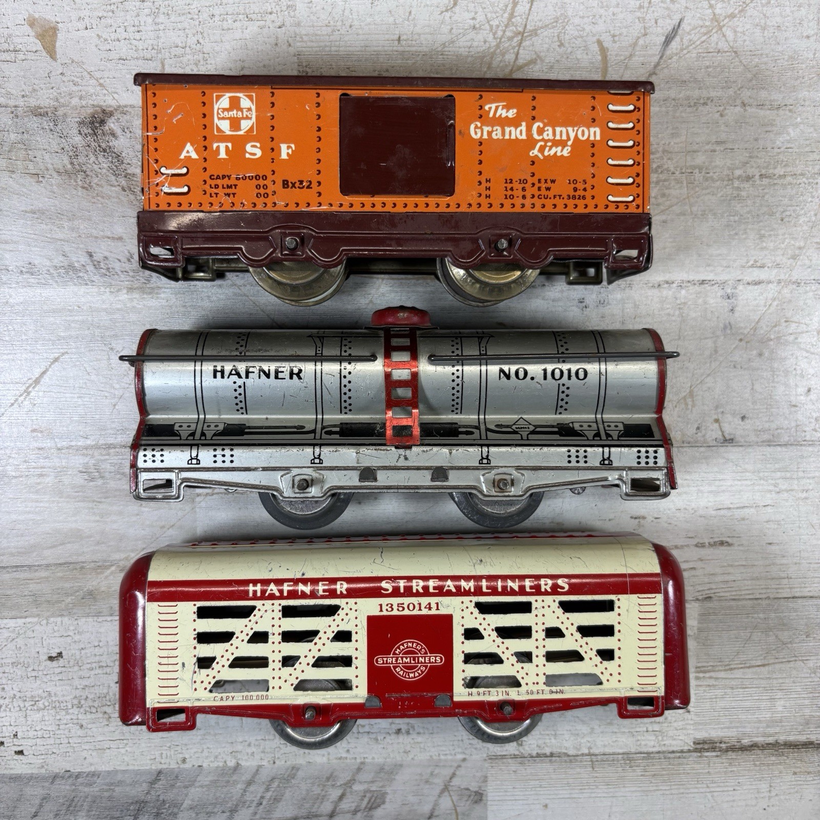 Vintage Hafner O Gauge Tank Stock Cattle Cars Marx Santa Fe Boxcar Train Lot