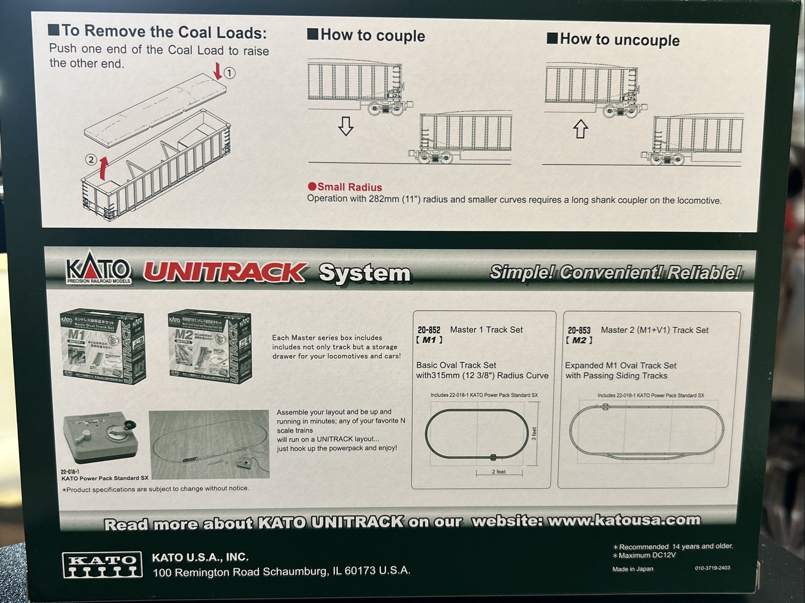 Kato N M1 Set + Norfolk Southern Bethgon Coal Set 8 Cars + SD80MAC – New!