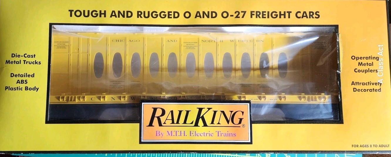 Rail King 30-76071 Chicago NorthWestern Center I-Beam Flat Car, O Gauge NIB M100