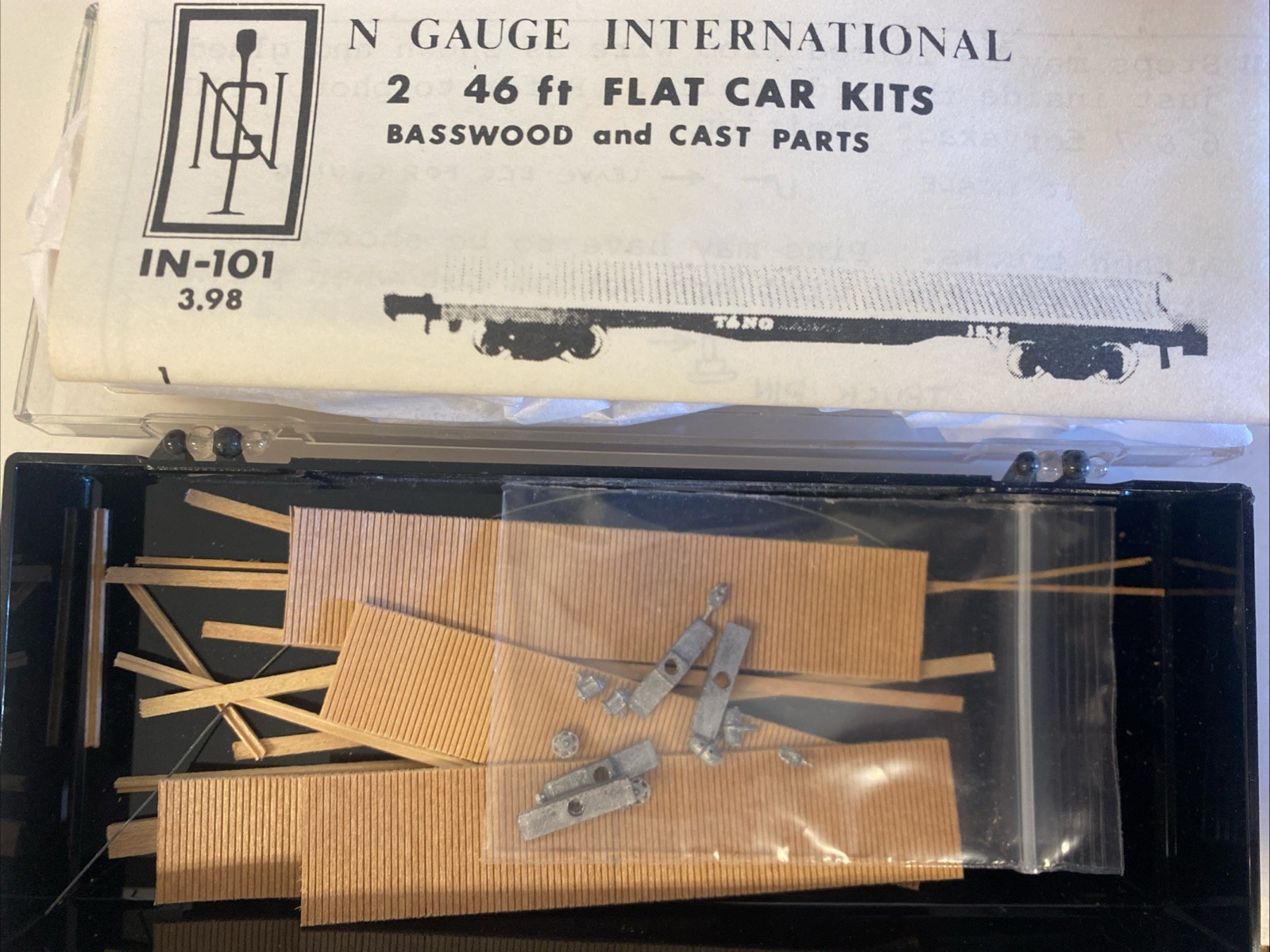 N Gauge International IN-101 N Scale 2 46ft Flat Car Kits *FREE SHIPPING*