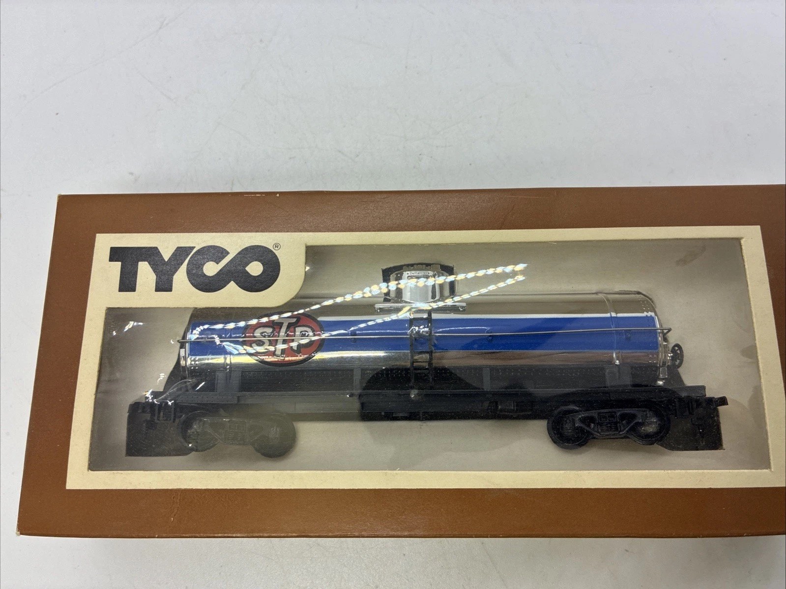 TYCO HO STP Tank Car 367B Silver/Blue/Black Model Railroad Freight Car