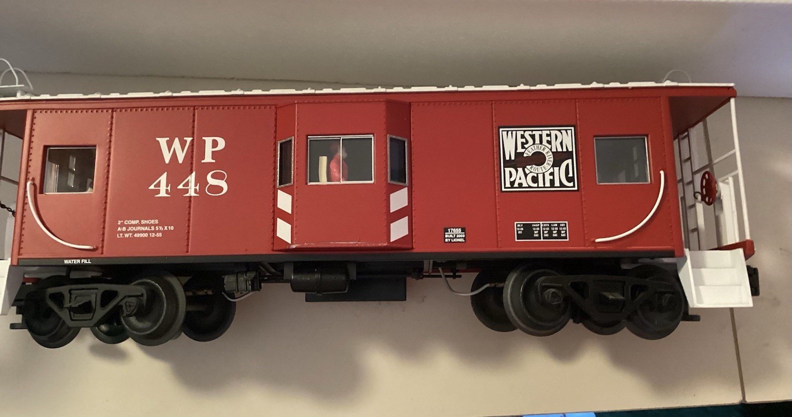LIONEL WESTERN PACIFIC RED BAY WINDOW STYLE CABOOSE 6-17655 O SCALE #448