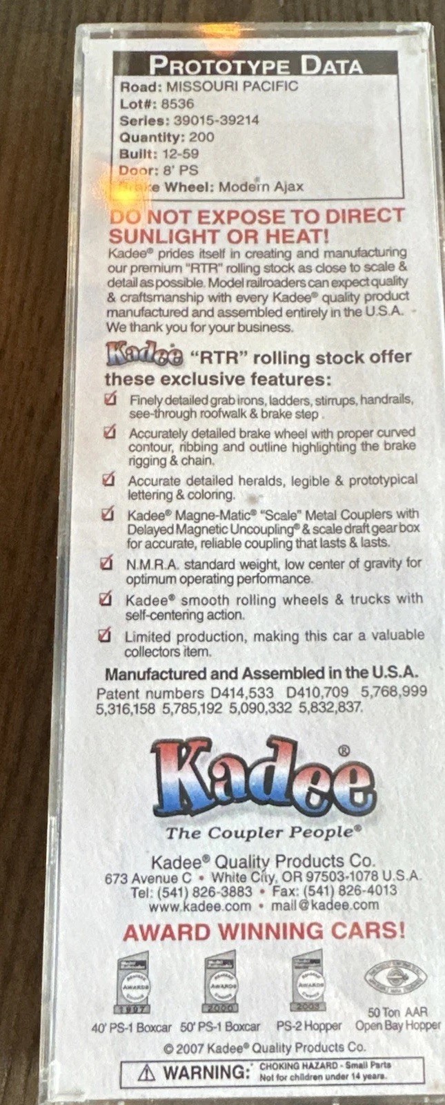 Kadee Cars HO Scale #5287 40’ PS-1 Boxcar 8’ Door Missouri Pacific #39157 NIB