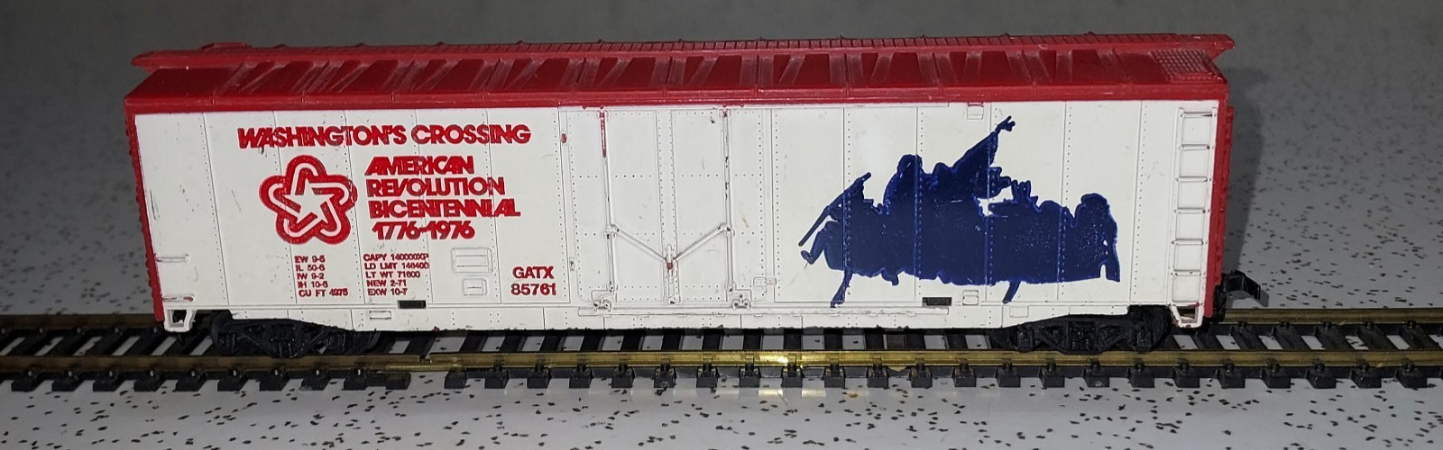 TYCO HO RARE Bicentennial Washington’s Crossing 50 Foot Boxcar GATX 85761