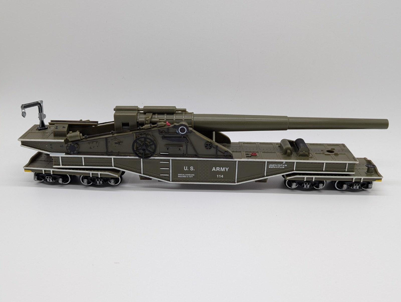 HO SCALE AHM MODEL POWER BIG THUNDER RAIL GUN CANNON US ARMY TRAIN ARTILLERY CAR