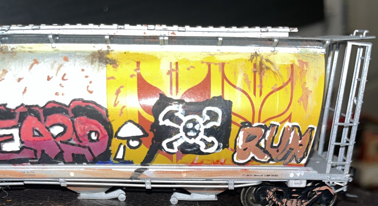 HO Scale Intermountain Custom Graffiti + Weathered Hopper.