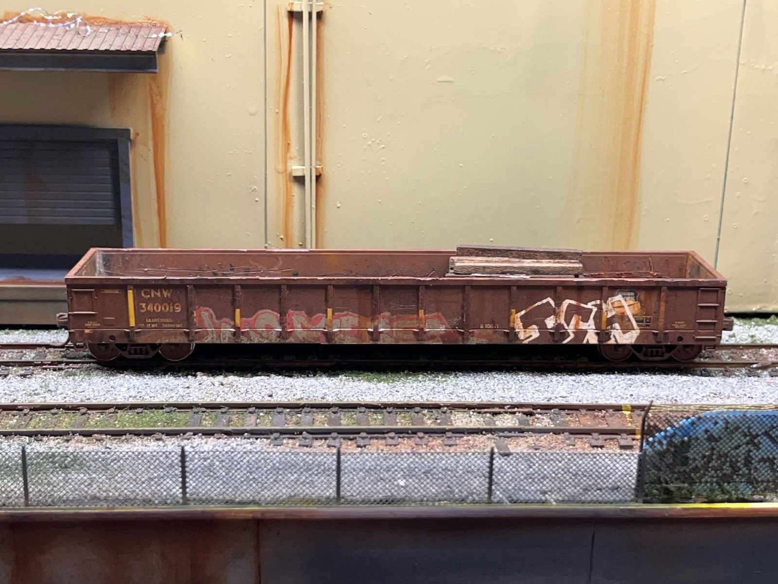 HO-Scale Gondola Car With Custom Weathering, Custom Graffiti